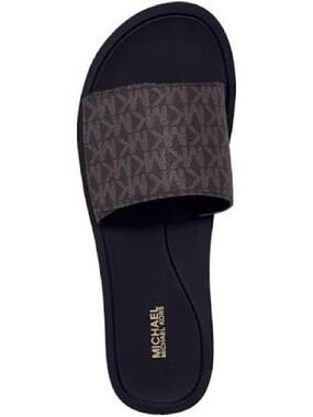 michael kors mk signature logo print wade slide